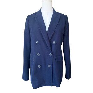 Abercrombie & Fitch Womens Wool Blend Blazer Size 4 Double Breasted Navy Preppy